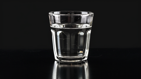  verre à eau classique sur fond noir professionnel, placé au milieu